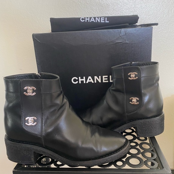 chanel turnlock booties